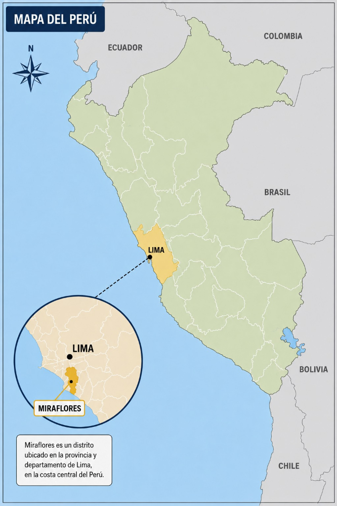 Mapa del Perú y ubicación de Miraflores